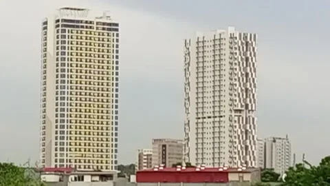 Looking Two High Building Batam Stock Footage 218621297