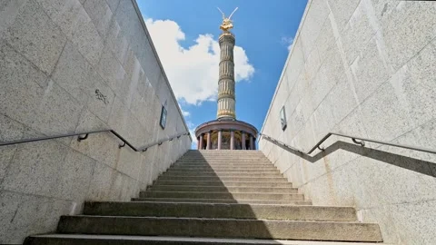 Looking Up from an Underpass Toward the Victory Column in Berlin, Germany  Stock Footage 319519978