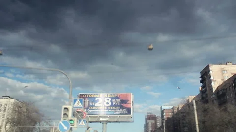 Looking Upward Shooting While Car Moving On The City Road Video stock 63931686