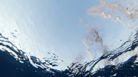 Looking Upwards through Flowing Water at Sky Stock Footage 12621883