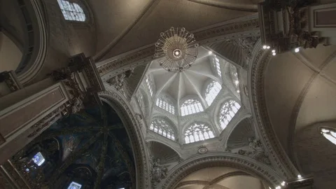 Looking up at Valencia Cathedral Stock Footage 83538336