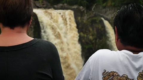 Looking at the waterfall 23 Stock Footage 155494780