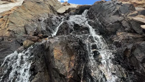Looking up at waterfall Stock Footage 204768587