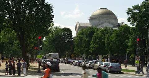 Looking west down Madison Drive at 7th Street in Washington DC, National Gallery Stock Footage 59241132