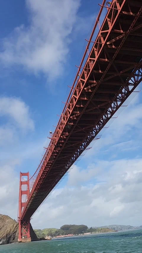 Looking up while sailing under the Golden Gate Bridge in San Francisco. Stock Footage 340359838