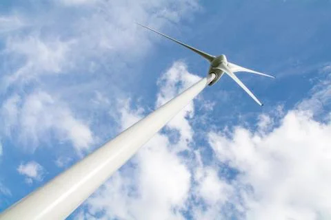 Looking up at a wind Turbine Stock Photos