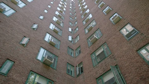 Looking up at windows static 2, Stuyvesant town, new york city Video stock 108721412