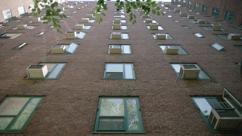 Looking up at windows static, Stuyvesant town, new york city Stock Footage 108719494