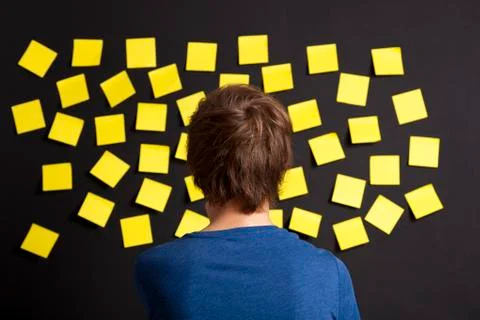 Looking to yellow reminders Stock Photos