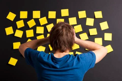 Looking to yellow reminders Stock Photos