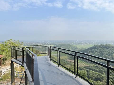 Lookout platform with landscape view on the background Stock Photos