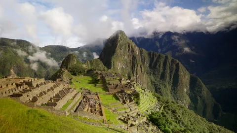 Lookout point view over Machu Picchu UNESCO World Heritage Site Stock Footage 340905353