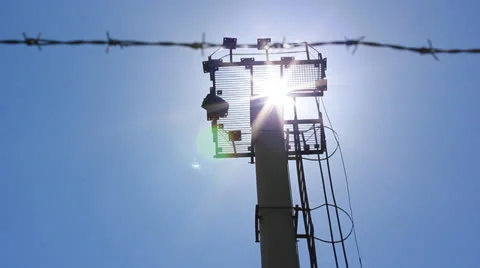 Lookout Tower and barbed wire Stock Footage 24507159
