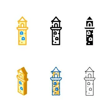 Lookout tower color icon vector minimal flat 스톡 일러스트