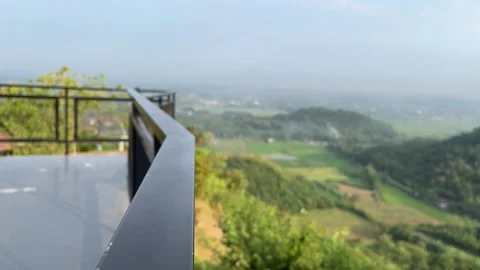 Lookout tower with landscape view on the background Stock Footage 242382225
