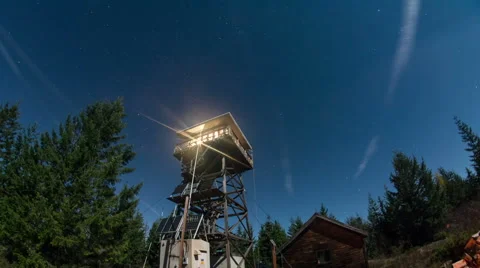 Lookout Tower Night Time Lapse Stock Footage 43580345