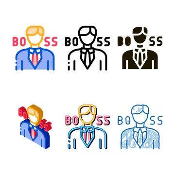 Looks boss silhouette icon vector outline Stock Illustration