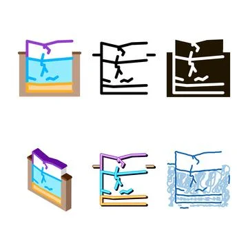 Looks cracked foundation icon vector outline Stock Illustration