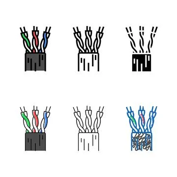 Looks lan cable wire color icon vector Stock Illustration
