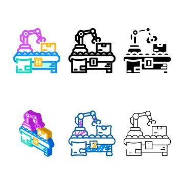Looks parcel sorting autonomous delivery color icon vector Stock Illustration