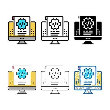Looks script code color icon vector Illustrazione stock