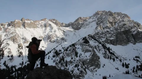 Looks through binoculars Stock Footage 59730769