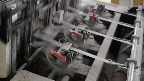 Loom creates fabric from needles and threads, slow shooting Stock Footage 103179024