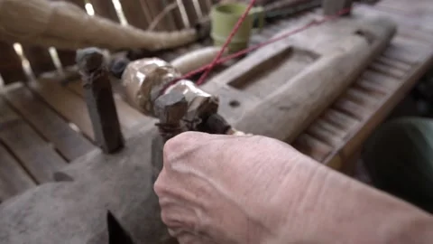 Loom weaving in Bohol, Philippines Stock Footage 229655308