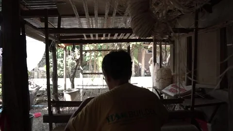 Loom weaving in Bohol, Philippines Stock Footage 229655388