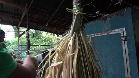 Loom weaving in Bohol, Philippines Stock Footage 229655793