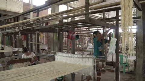 Loom weaving in Bohol, Philippines Stock Footage 229655878