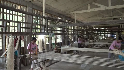 Loom weaving in Bohol, Philippines Stock Footage 229655973