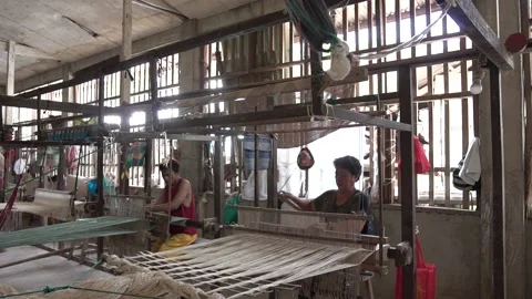Loom weaving in Bohol, Philippines Stock Footage 229659399