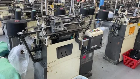 Loom at Work Close-Up in a Textile Factory Recycling Old Clothes Process Stock Footage 150727367