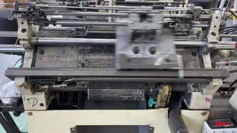 Loom in Work textile Factory Close-Up View Stock Footage 150727198