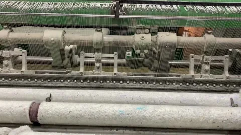 Loom in Work in a Textile Factory Recycling Old Clothes Stock Footage 150727408