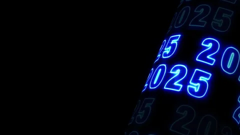 Loop 2025 3D tube blue neon text animation Video stock 285943655