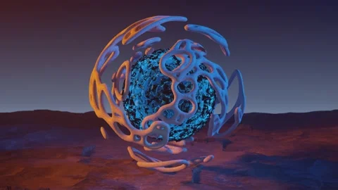 Loop 3d animation of an abstract alien sphere Stock Footage 180804013