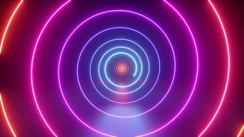 Loop 3d animation, abstract geometric background, hypnotic neon spiral line Stock Footage 250117624