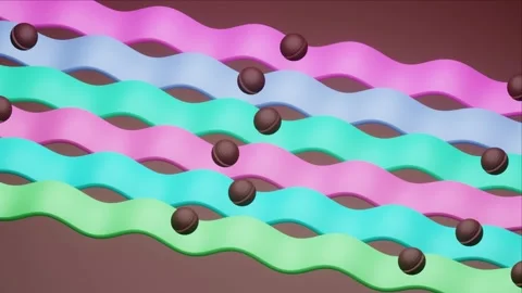 Loop 3d animation of pink and blue lines, waves that move Video stock 256672880
