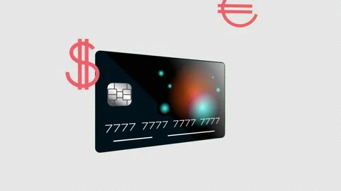 Loop 3D animation of a rotating credit card Stockbeeldmateriaal 164341731