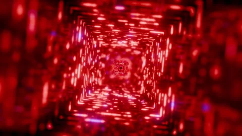 Loop 3d animation of rotating red glowing diamond shapes forming a tunnel effect Stock Footage 301647831