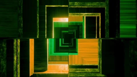 Loop 3d animation tunnel with polygonal frames, sacred geometry geometric Stock Footage 246131751