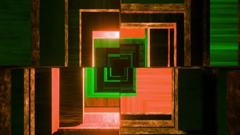 Loop 3d animation tunnel with polygonal frames, sacred geometry geometric Stock Footage 246525224