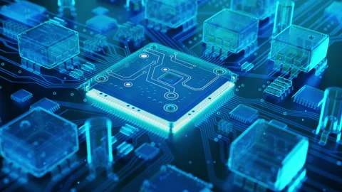 Loop 3D animation with x-ray semiconductor view Stock Footage 337337661