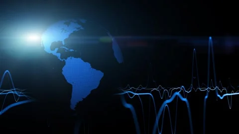 Loop 3d business earth globe with wavy lines motion background Stock Footage 341152248