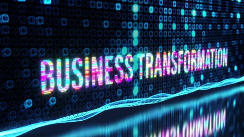 Loop 3D Business Transformation Glitch Color with digital background Stockbeeldmateriaal 159557329