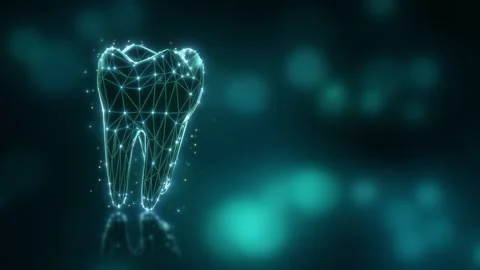 Loop 3D Digital Tooth Wireframe Hologram Video stock 320534883