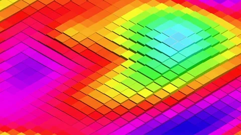 Loop of 3D isometric rainbow cubes undulating in a plasma wave Stock Footage 344938000