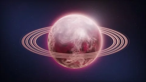 Loop 3D Rendered Ringed Planet Rotating in Deep Space with Stars Stock Footage 345809927